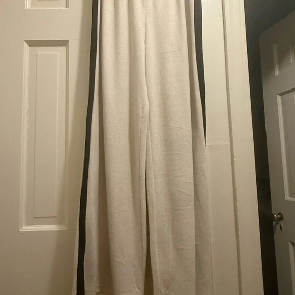 Chic Beige and Black Women's Pantsuit real black embellishment on top. - Picture 4 of 6